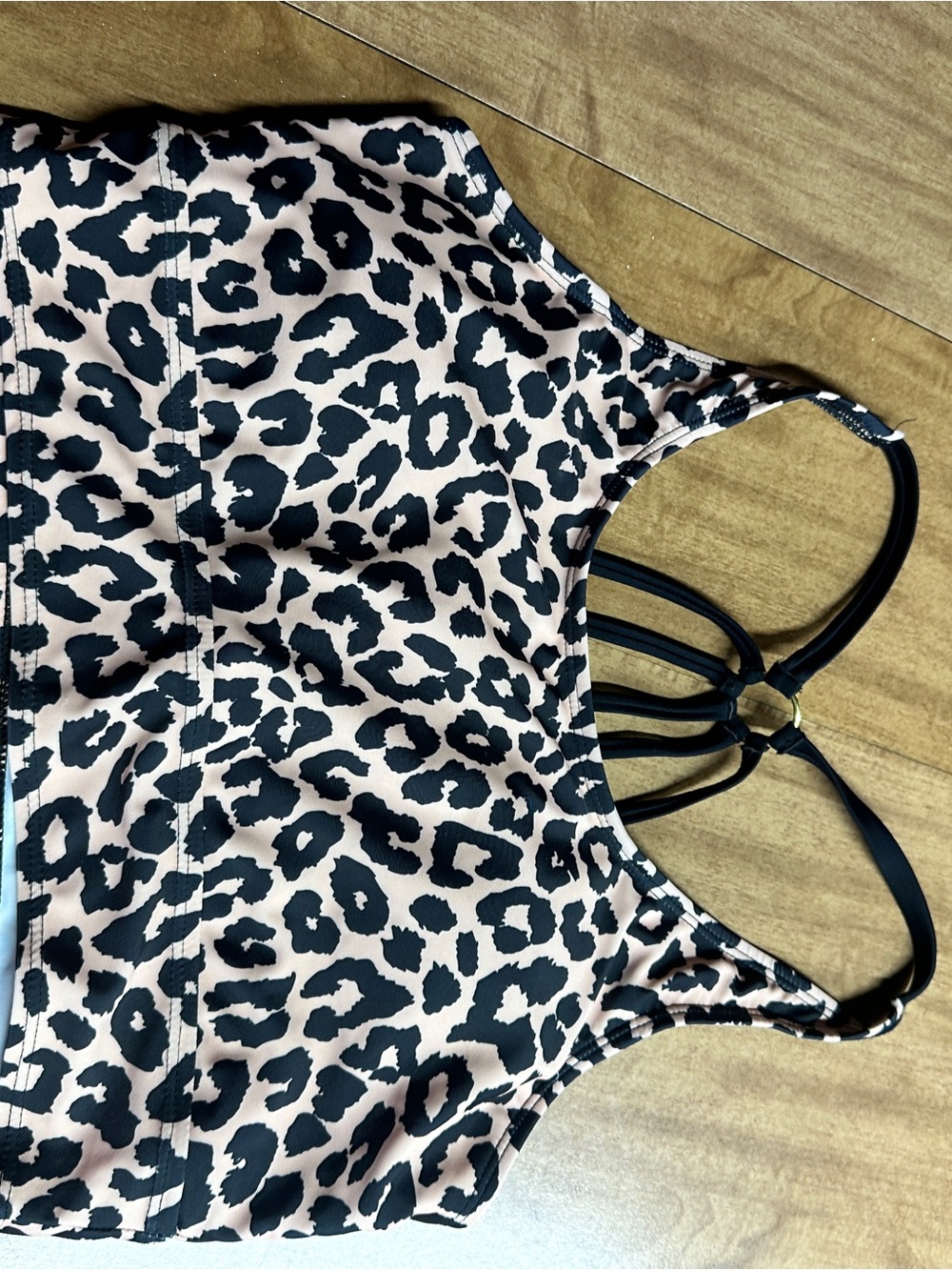 SHEIN Pink and Black Leopard Print Strappy Crop Top